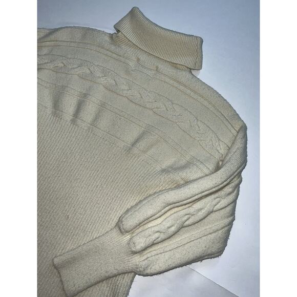 JOA Chunky Sweater Women Size Small Cream Cable Knit Ribbed Turtleneck Cabincore - Picture 12 of 13